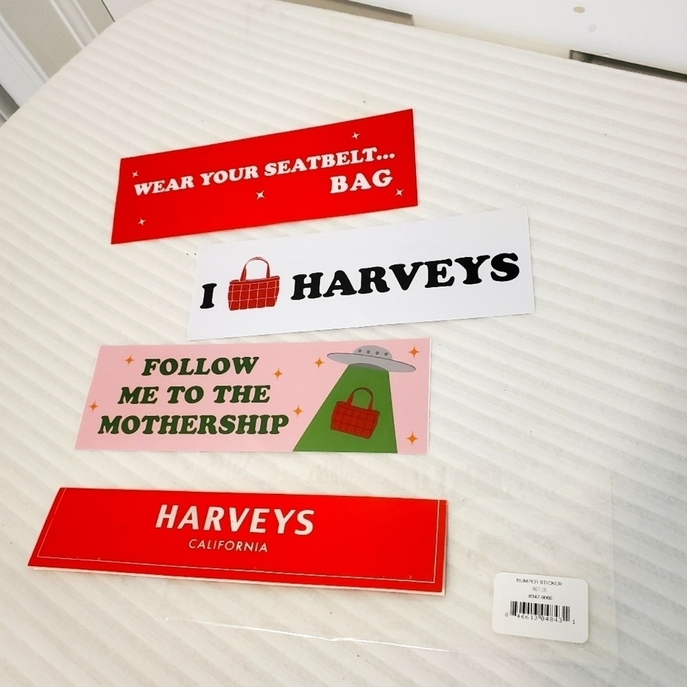 NIP Harveys Seatbelt Set Of 3 Bumper Stickers